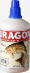 Dragon V-Lures MAGNUM SPIN (60 ml)  Wzbogacają oddziaływanie przynęt spinningowych o czynniki smakowo – zapachowe. Oferta atraktorów Magnum Spinn obejmuje pięć kompozycji, w tym PSTRĄG (00-31-41-05-0080). Atraktory Magnum Spin można stosować zarówno do przynęt miękkich, jak i do błystek i woblerów. Brokat z atraktora, zmywany ruchem wody, imituje łuski gubione przez rybkę po ataku drapieżnika. Poza efektem wabiącym, stosowanie atraktorów Magnum Spin przynosi dodatkową korzyść – przynęta pokryta atraktorem pochwycona przez drapieżnika jest wypluwana przez niego z opóźnieniem lub wręcz połykana!